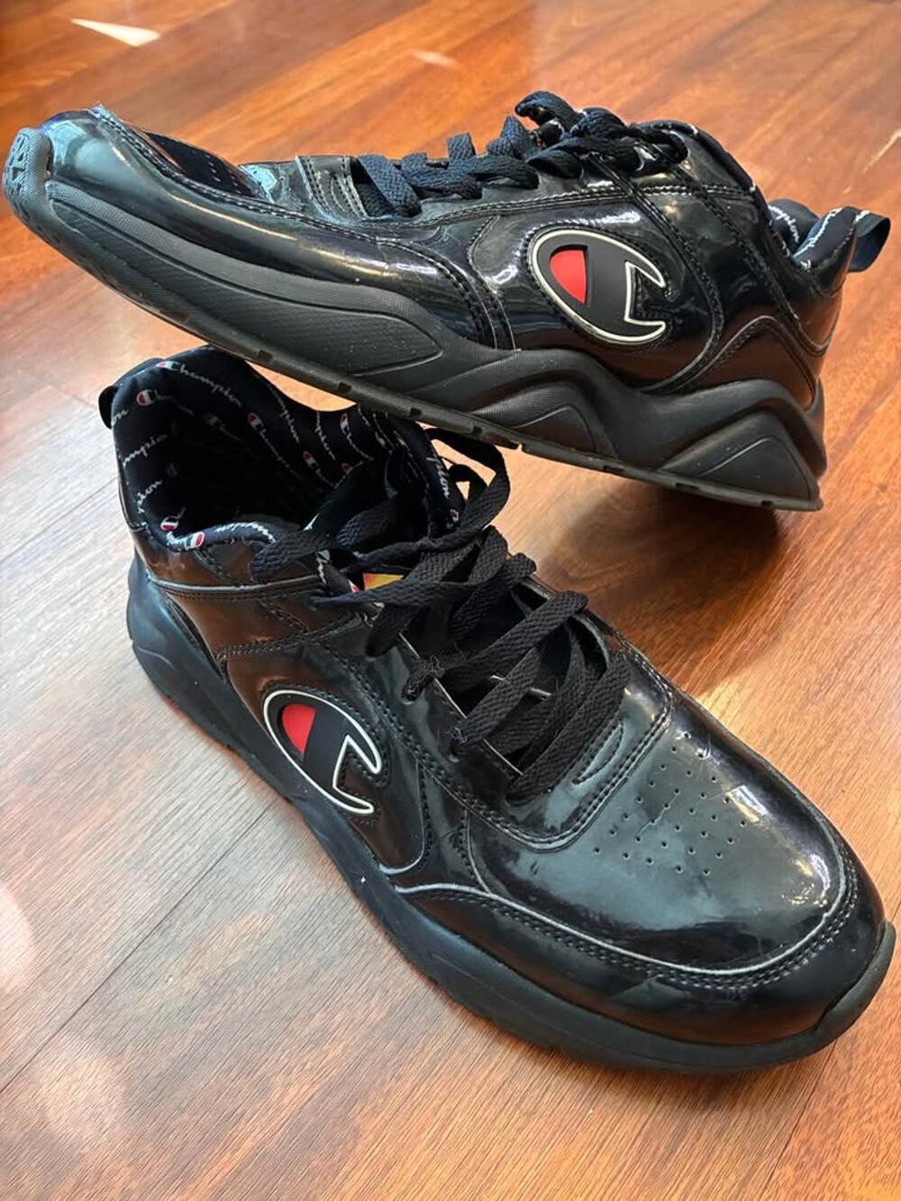 Champion 93Eighteen Black Patent Leather Sneakers - US 10.5M
